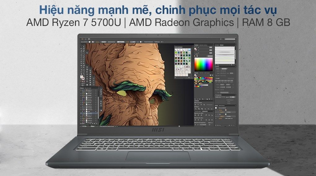 Red laptop msi modern 15 a5m r7 237vn