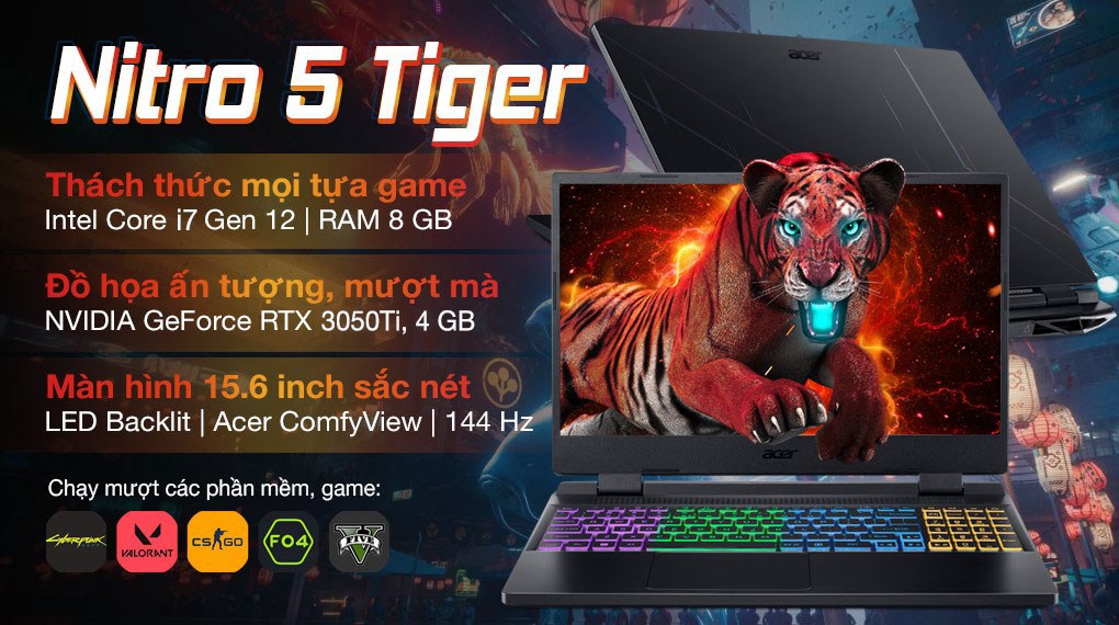 Red laptop Acer Nitro 5 Tiger AN515 58 773Y