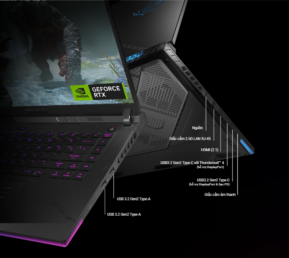 Red laptop laptop asus rog strix scar 16 G634JZ ket noi